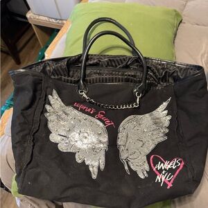 Victoria's Secret Black Tote with Silver Wings